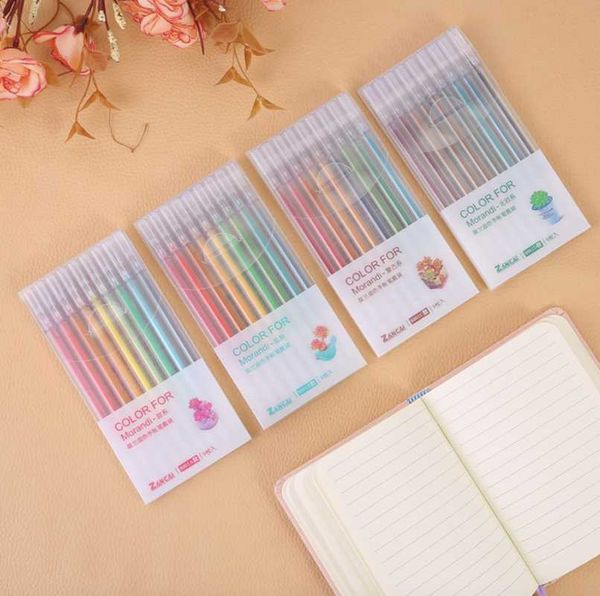 

cute morandi 9 colors kids retractable gel pen set coloured ink writing signature school office stationery pens