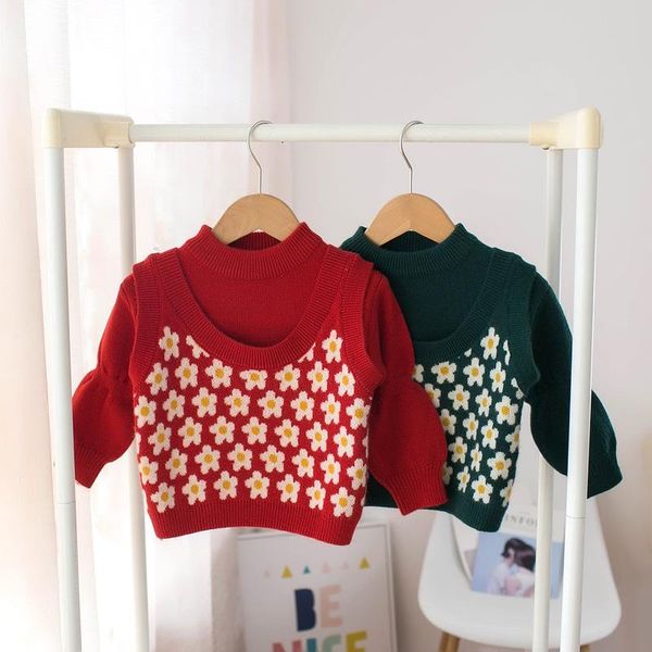 

pullover 2021autumn winter baby girls sweater sets and vest, Blue