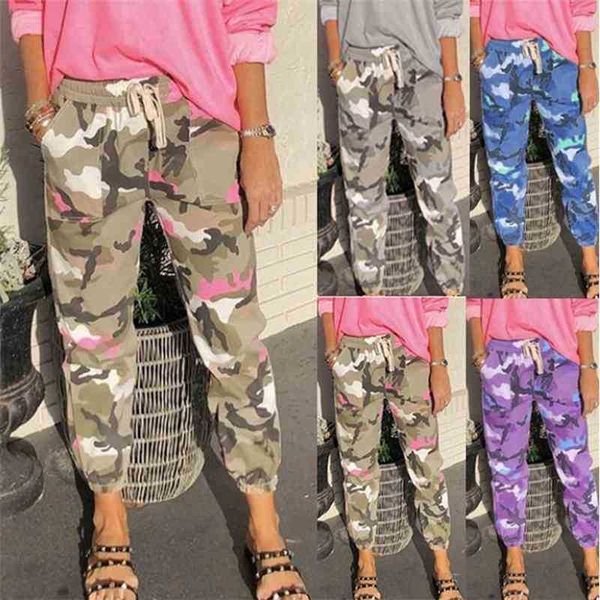 

2020 summer camouflage women's cotton overalls middle waist casual pants, Black