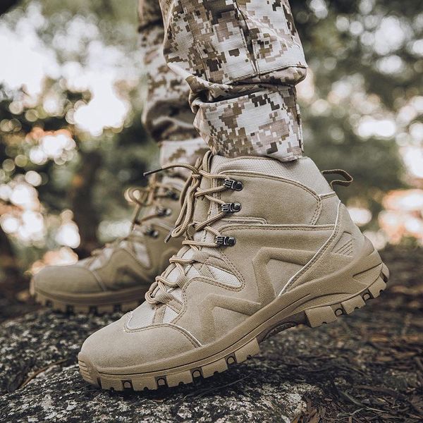 

boots men military quality special force tactical desert combat ankle boats lace up fashion army work shoes leather, Black