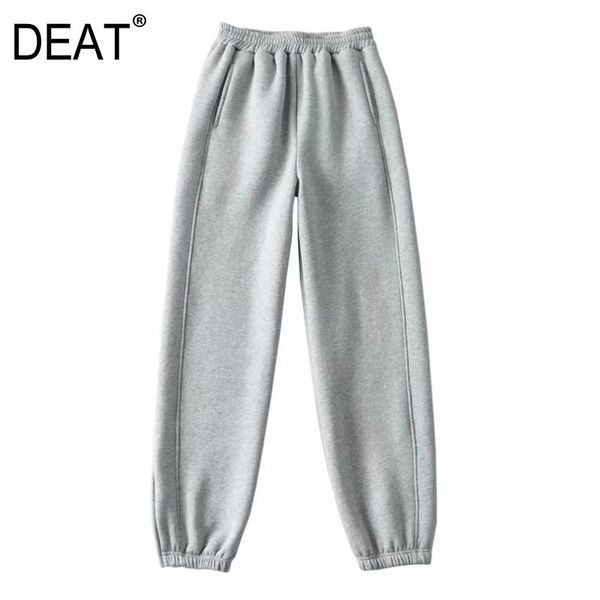

[deat] 2021 winter fashion tide high waist solid color thickening keep warm loose casual women harem pants 13w056 women's & capris, Black;white