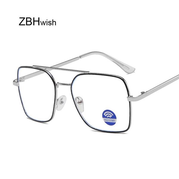 

fashion sunglasses frames vintage anti blue light glasses frame square lens myopia optical mirror simple metal women men transparent eyewear, Black