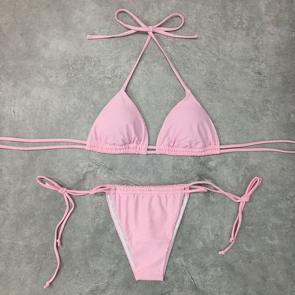 

2021 solid color split swimsuit women's bikini, White;black