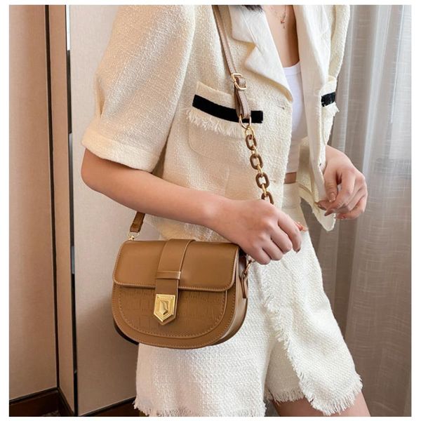 

textured small bag female 2021 trendy fashion shoulder net red messenger western saddle cross body