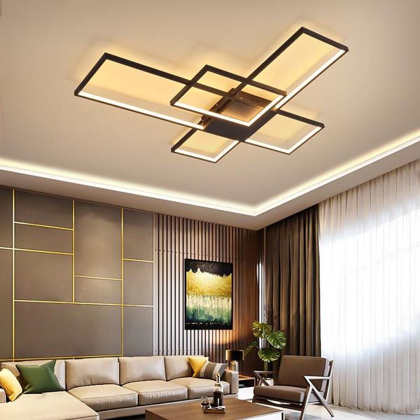 

ceiling lights matte black/gold finished modern led for living room bedroom study with remote control lamp lighting