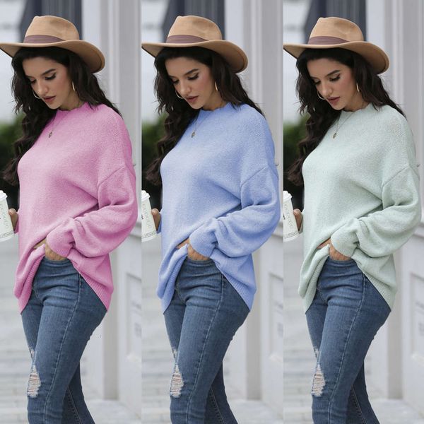 

women's sweaters sweater autumn winter 2021 lazy wind round neck loose long sve pullover, White;black
