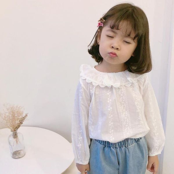 

shirts spring autumn baby toddler girls lace blouse white children clothes school girl cotton shirt long sleeve kids blouses and, White;black