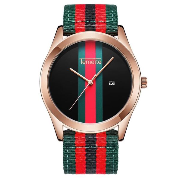 

wristwatches brand men watches tretro ricolor striped diamond calendar nylon sports man creative lover clock reloj hombre, Slivery;brown