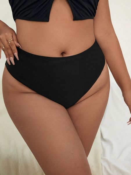 

plus high waisted bikini panty n1ju#, Black