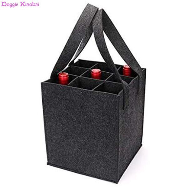 

gift wrap durable reusable fashion bottle carrier with bottles divider washable felt bag red wine holder beer shopping tote