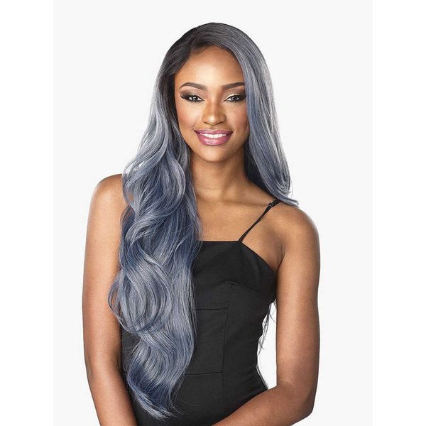 

female wavy women's wig color long curly hair headgear, Black