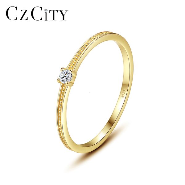 

ring czcitys925 pure silver plated 14k ultra fine simple zircon for women