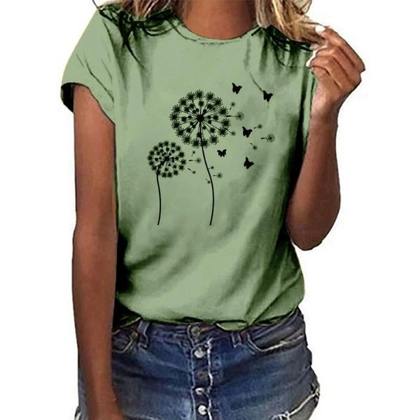 

women's t-shirt floral printed tee shirts women summer loose t-shirts casual round neck tshirts ladies short sleeve d30 qhbp, White