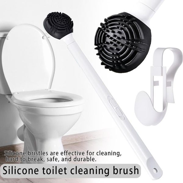 Toilettenbürstenhalter Silikon-Reinigungsbürste Abnehmbarer langer Griff Langlebiges Werkzeug Badezimmerzubehör S7