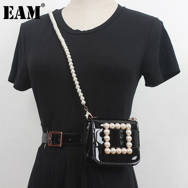 

[eam] pu leather black pearl split joint casual belt personality women fashion tide all-match spring autumn 2021 1dd7973 belts, Black;brown