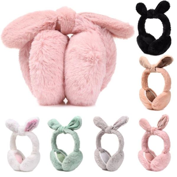 

berets women plush earmuffs fur solid color foldable ear muff autumn and winter warm comfortable skiing earflap windproof, Blue;gray