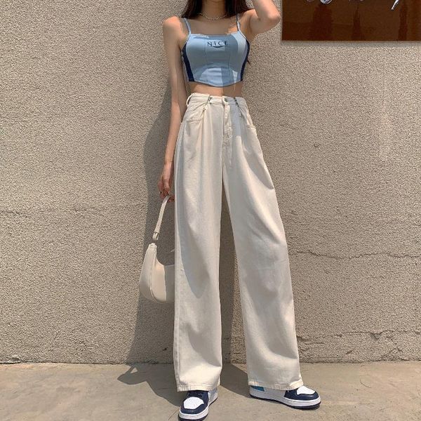 

women's jeans baggy women pant high waist all-match loose denim casual vintage trousers wide leg pants clothes, Blue