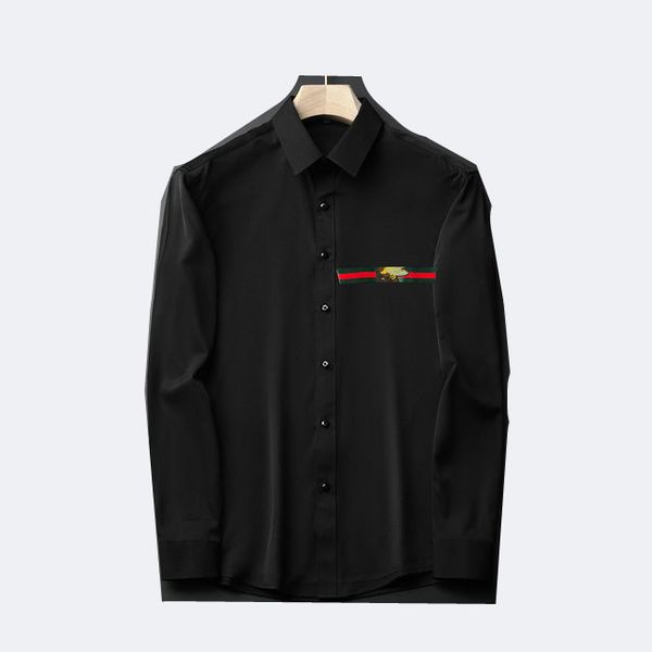 

2021 luxurys designers men's business casuals shirt men long sleeve striped slim fit masculina wine social male t-shirts fashion checke, White;black