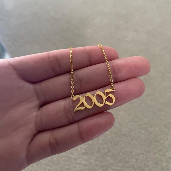 Link, Ano de nascimento da cadeia Pulseira de ouro 2005 Antigo Número de English Colar 1990 a 2021 Pulseiras para Mulheres Casamento Aniversário Dia Data Presentes