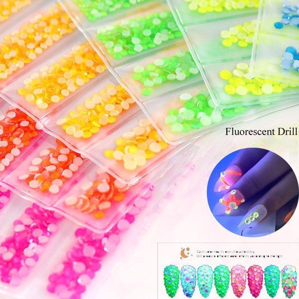 

pcs 3d fluorescent nail drill ss6-ss20 not fix luminous crystal neon super bright rhinestone for manicure acces1, Silver;gold