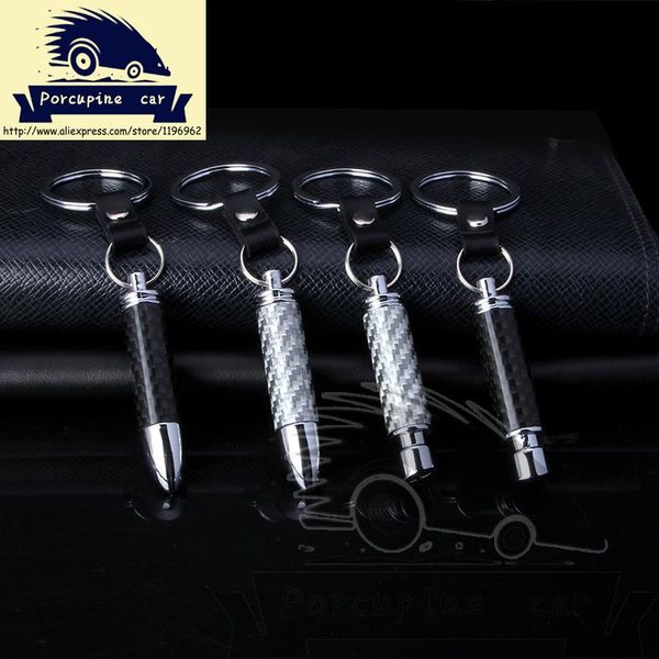 

keychains 3d key chain carbon fiber exhaust tube style metal car pendant for motorcycle ring auto holder, Silver