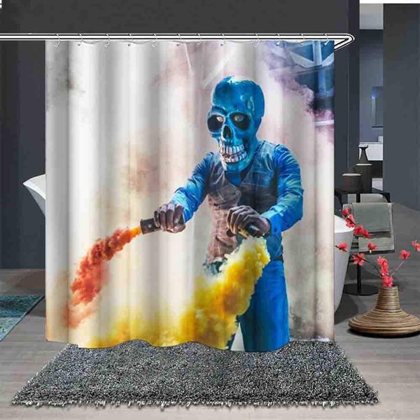 

skull shower curtains for bathroom,chic colorful waterproof shower curtain for halloween decor 71x71 inches