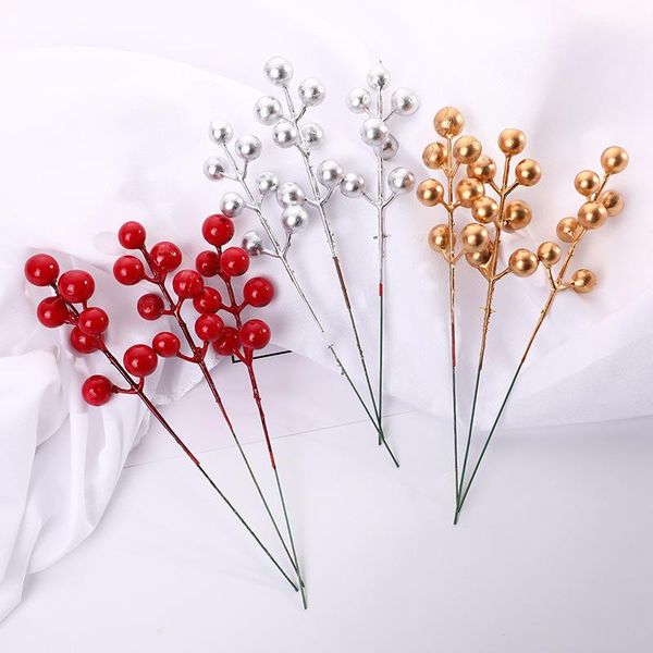 

decorative flowers & wreaths simulation christmas red fruit fork acacia bean fortune small gift accessories decoration supplies