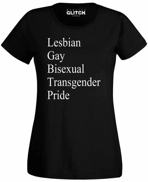 

G.B.T. Pride T-Shirt Women's Gay Lesbian Transgender Rights Power, White;black