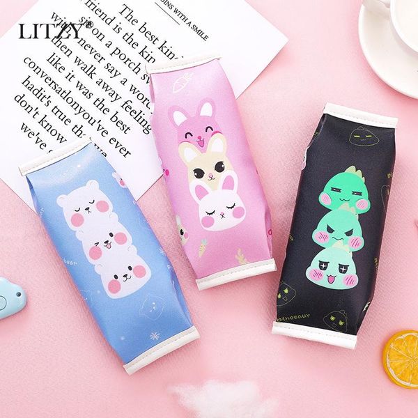 

pencil bags cute snacks style kawaii biscuits pu cases for boy girls pen box high capacity bag school office stationery supply