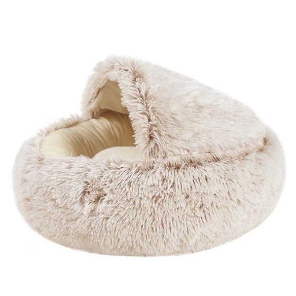 

cat beds & furniture style pet dog bed round plush warm house soft long for small dogs cats nest 2 in 1