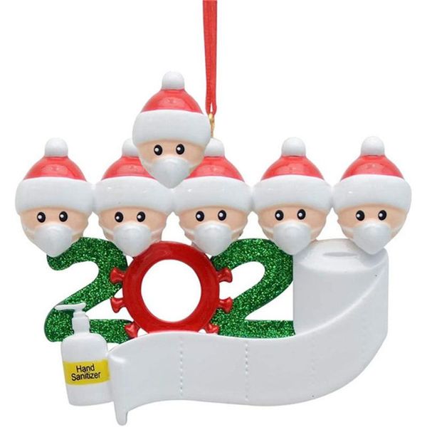 2021 18 Designs enfeites de natal decorações de árvores de natal 2020 família de quarentena de 1-7 sobrevivente PVC Boneco de neve pingente com máscara facial