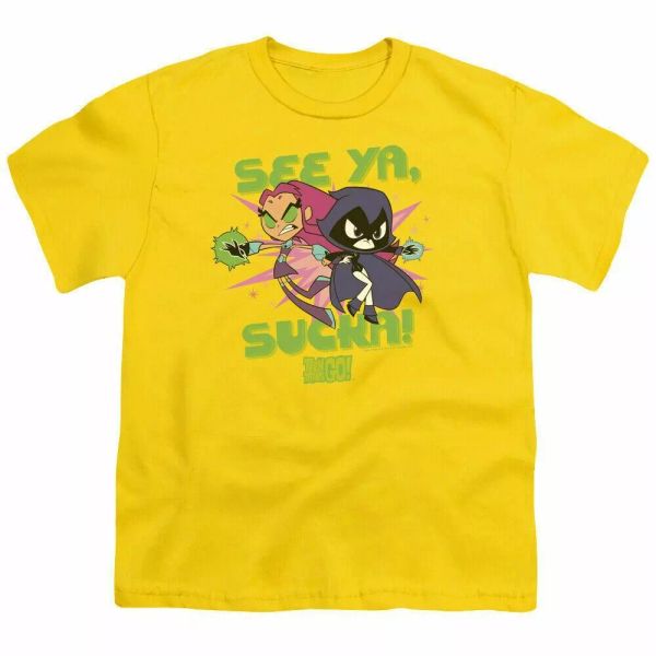 

Teen Titans Go! See Ya Kids Youth T Shirt Licensed Cartoon Tee Yellow, White;black