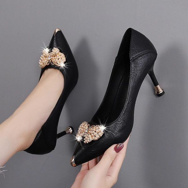

dress shoes sapatos femininas women casual black pu leather spring slip on bow tie high heel lady cool beige heels
