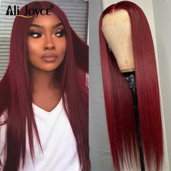 

long straight 4Ã4 lace closure wig 99j burgundy 13Ã4 front wigs pre plucked brazilian remy human hair for black women, Black;brown