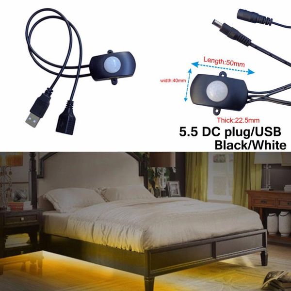 

smart home control dc6-24v 5a mini adjustable auto pir infrared motion sensor detector led light strip switch 5.5 dc plug/usb tdl-2023