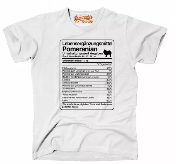 

t-shirt dose pomeranian lives supplements men dog dog motif, White;black