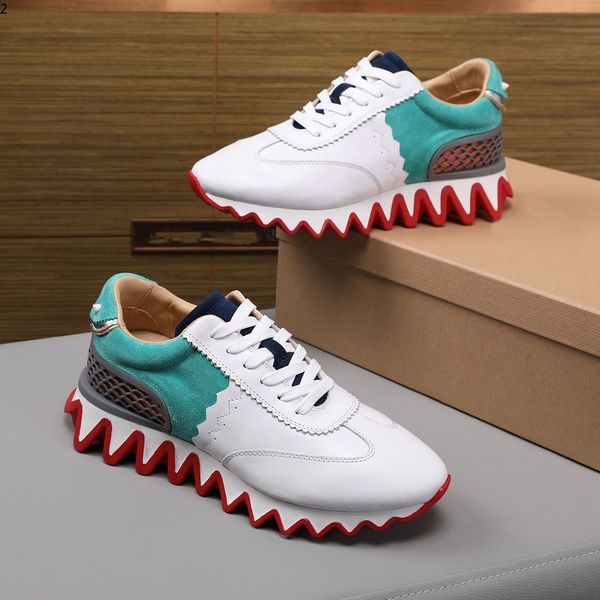 

21s fun styl bottom sneakers loubisharks donna flat serrated soles,super gift men's red soles shoes men walking dress mkjjj0001, Red;white