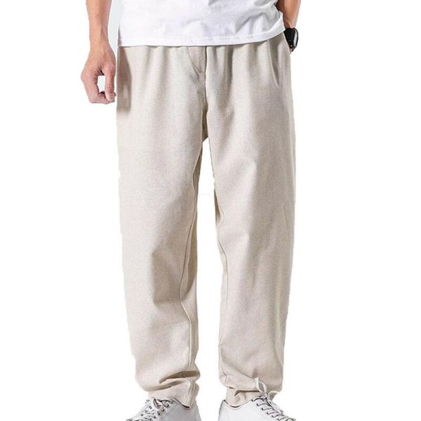 

men's pants mens clothing fashion solid color leg trousers loose casual pockets bottoms plus size joggers men, Black