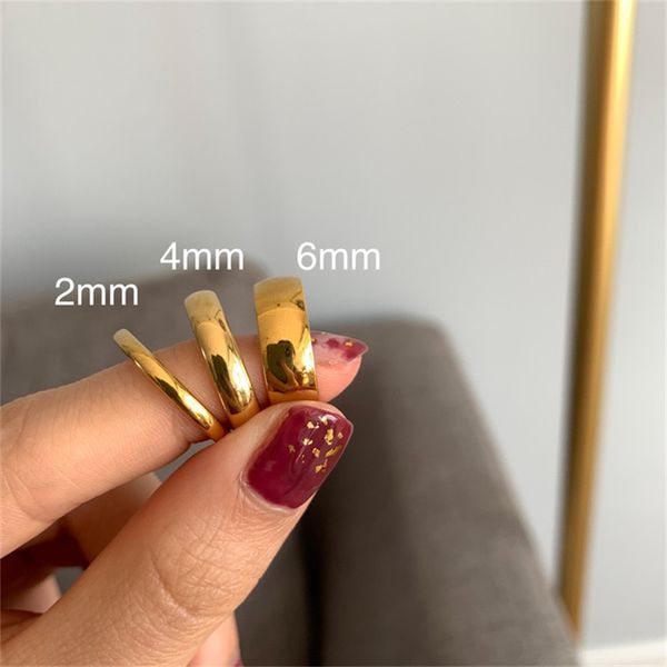 

band rings tarnish 2mm 4mm 6mm stainless steel 18k gold plated silver color knuckle lady minimalist rings for women 452 b3