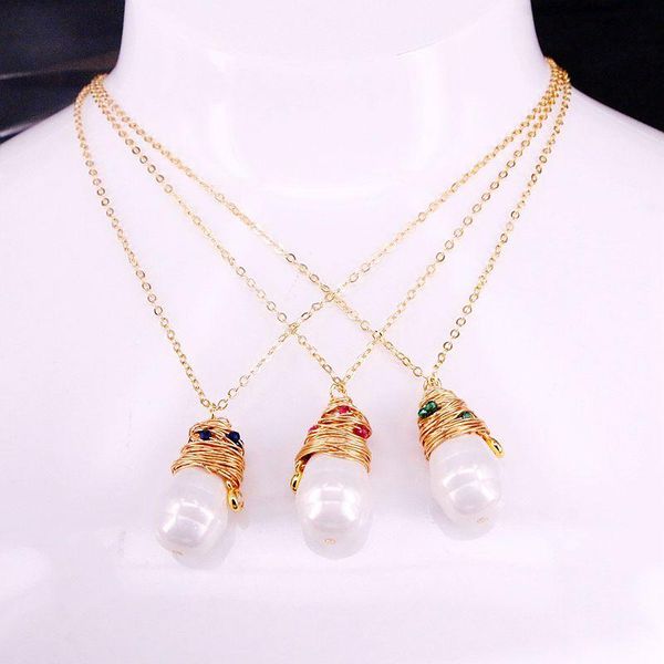 

pendant necklaces 6pcs, gold wire wrapped nature mother of pearl shell drop necklace for women, Silver