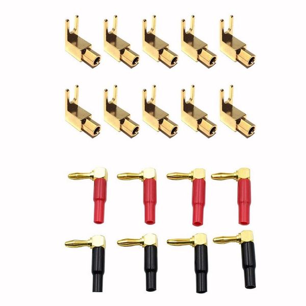 

smart power plugs 10pcs right angle spade fork & binding post - 4mm banana plug socket with 8pcs