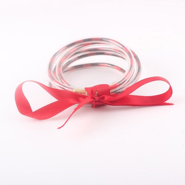 

bangle 5 pcs/set bowknot cute bangles set all weather stack silicone plastic jelly wholesale, Black