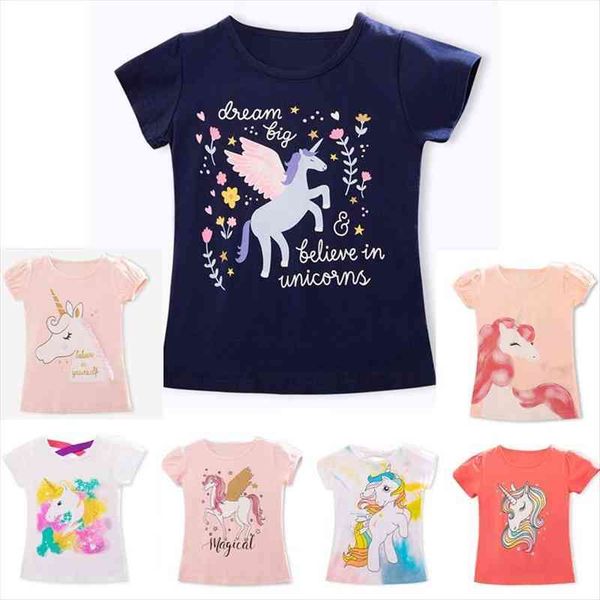 

baby girls boys t shirts children cotton casual summer clothing shirt kids unicorn tees short sleeves for girl, Blue
