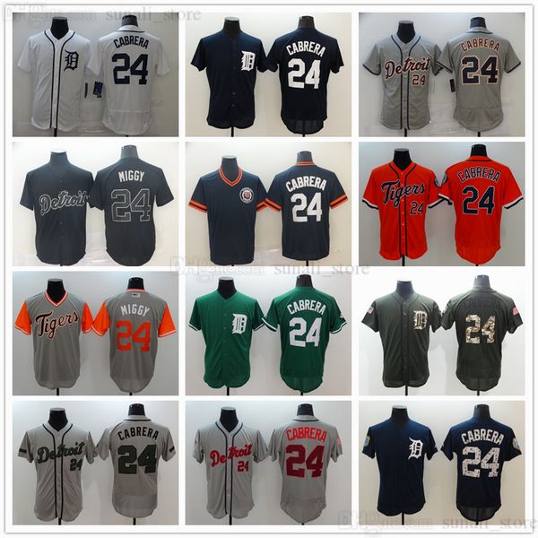 

stitched men women kids24 miguel cabrera jerseys miggy baseball shirts youth lady embroidery 2021 white navy grey black orange camo color, Blue;black