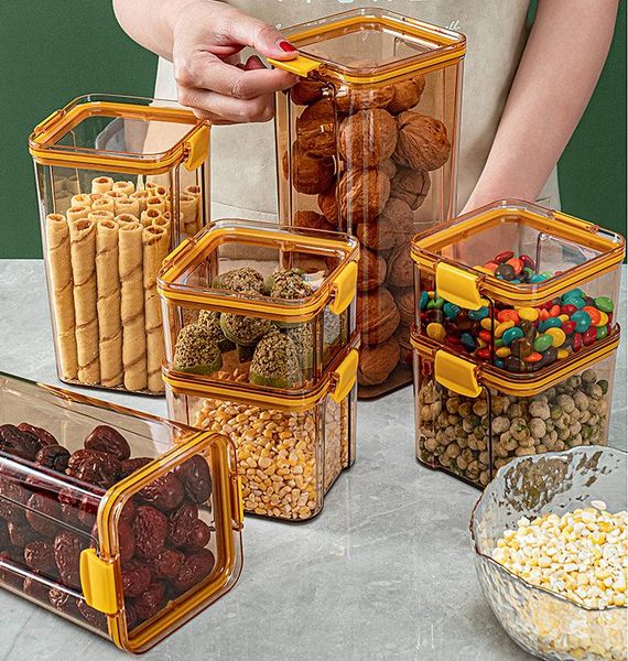 

storage bottles & jars can be stacked transparent square sealed fresh-keeping box japanese kitchen cereals tank snack dry fruit