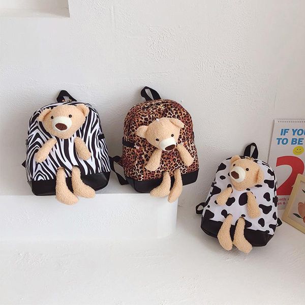 

backpack children small purse cartoon cute school bags for kids boy girl leopard baby backpacks