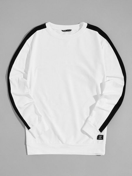 

men patched detail contrast panel pullover n7be#, Black