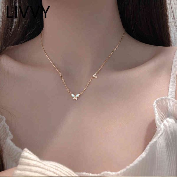 

livvy silver color zircon butterfly pendant necklaces for women choker chain elegant temperament jewelry accessories gift
