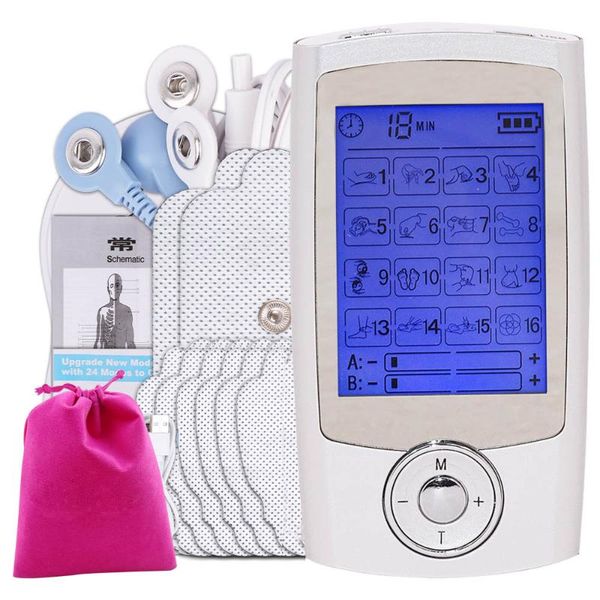 

16-mode tens unit digital therapy machine rechargeable electric body massager massage device for leg arm hand pain relief relax massagers