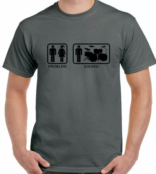 

drums t-shirt problem solved mens funny drumming drummer drum, White;black